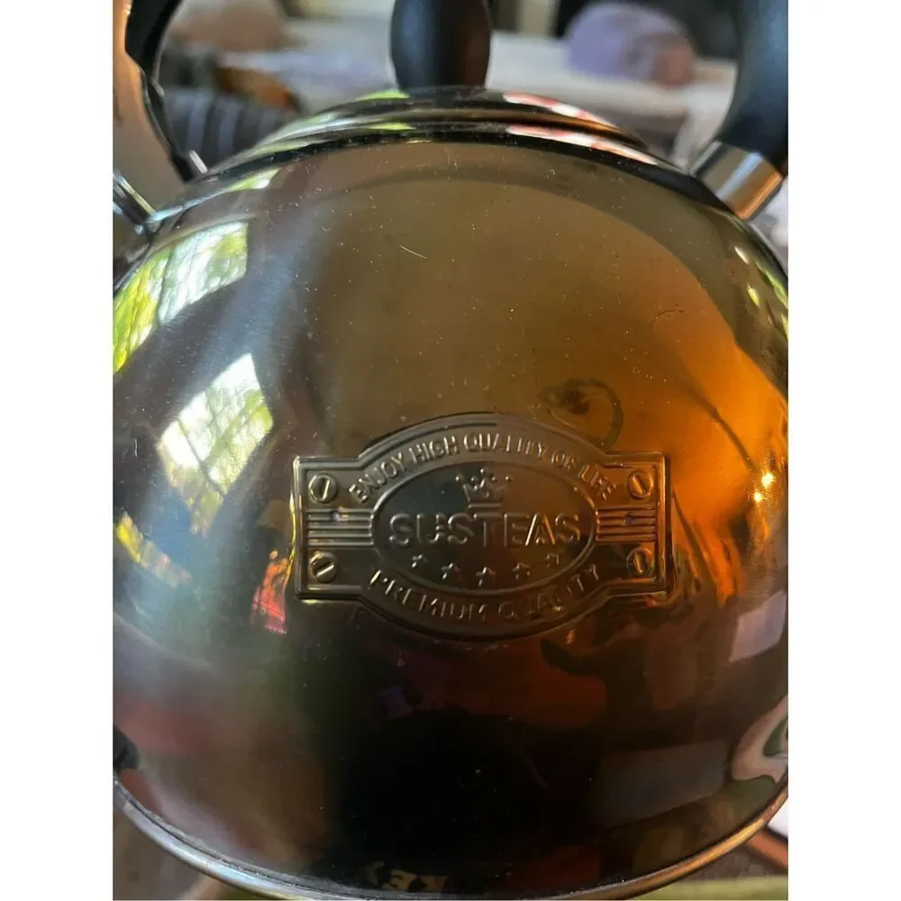 Susteas Silver Stainless Steel Whistling Tea Kettle